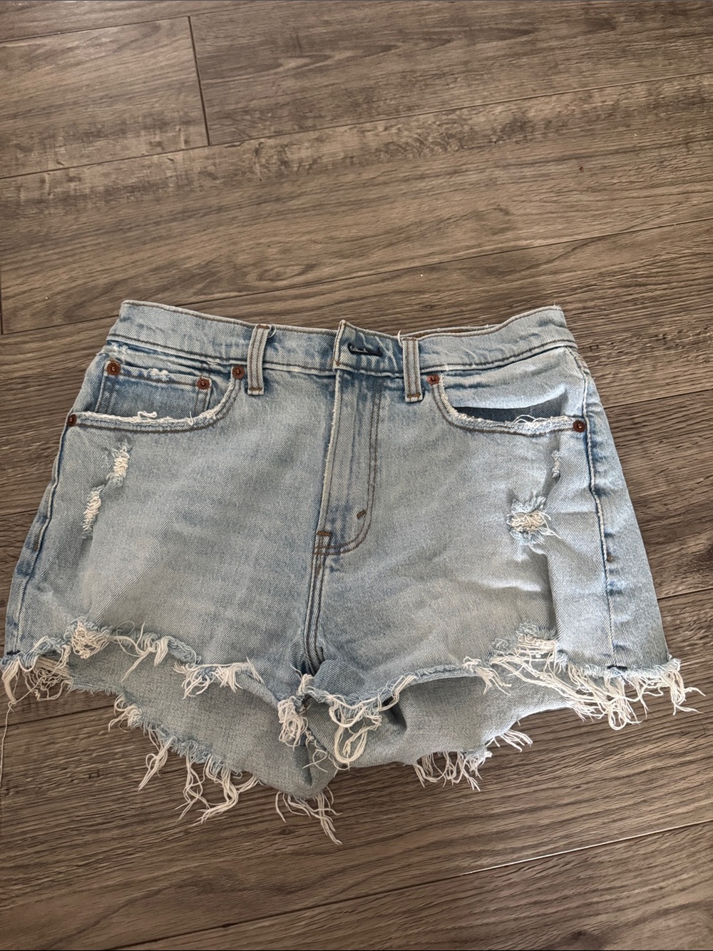 Abercrombie & Fitch Light Blue Distressed Denim Cutoff Shorts
